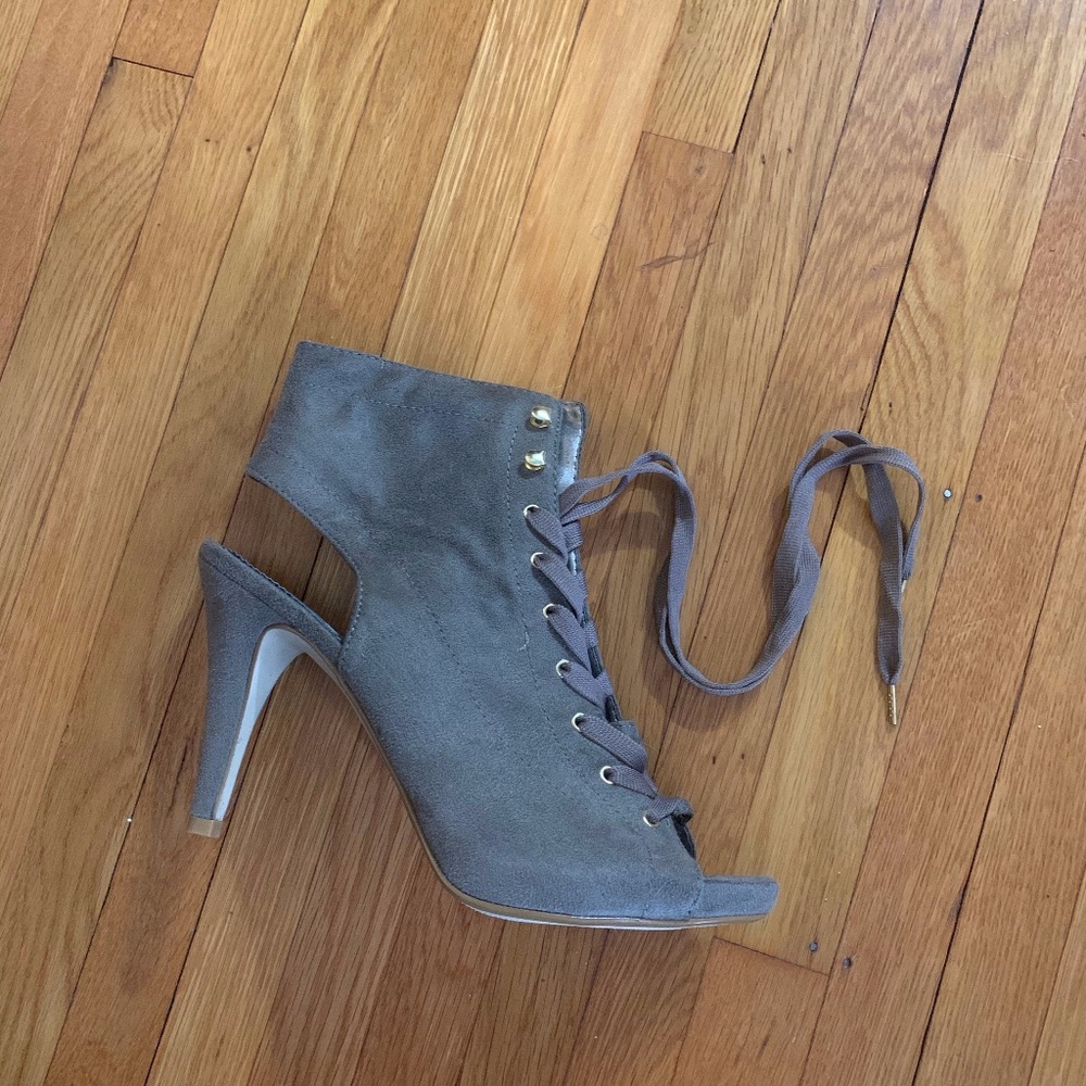 suede cut out high heels